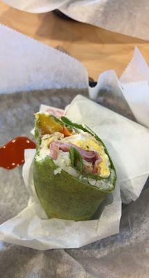 Rio spinach wrap with ham and potato