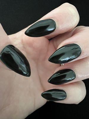 Black gel manicure with tips