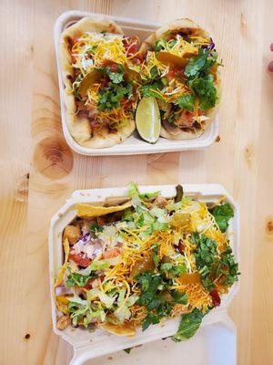 Lamb taco & chicken loaded nachos