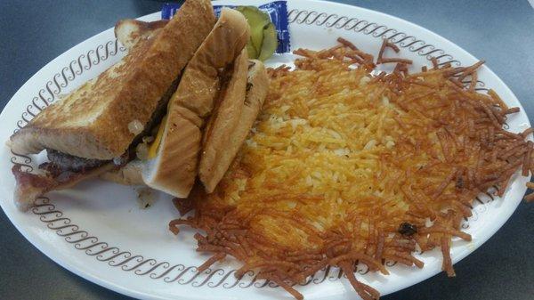 Texas Bacon Patty Melt w/ hashbrowns