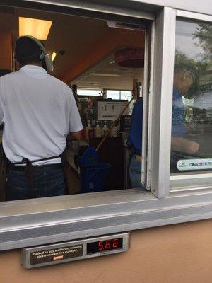 Mop bucket by the coffee flavors I asked them to move it owner was behind counter and did nothing.