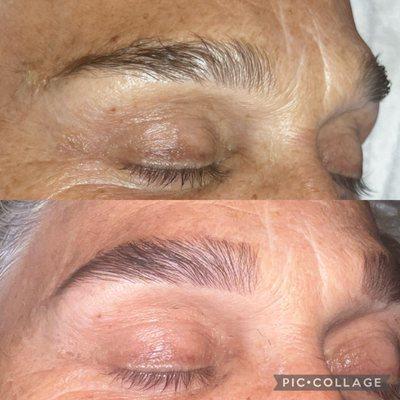 Brow lamination and tint 
 Before and after