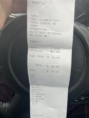 The bill for my gas.