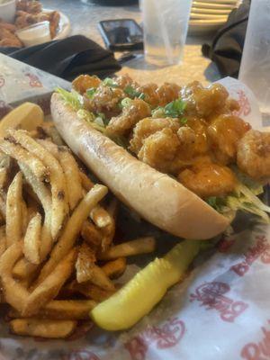 Shotgun Shrimp Poboy and fries!  Delicious!!