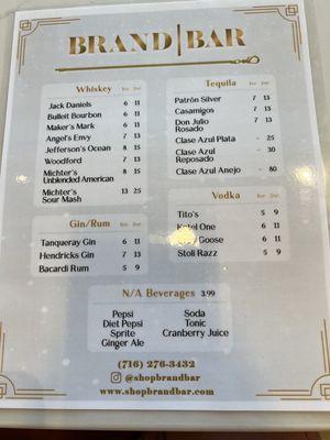 Drink menu