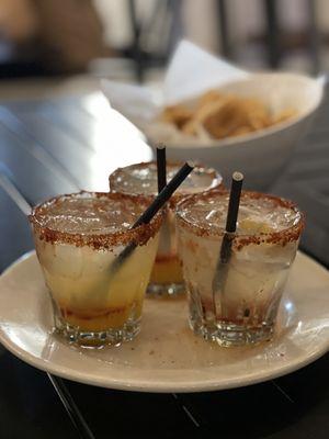 Margarita flight. Cucumber, passion fruit and mango. Mango was blah, but that's no surprise.