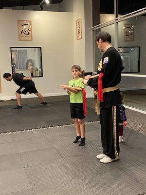 Assistant National Instructor Ben is teaching my son how to use the Dan Bong