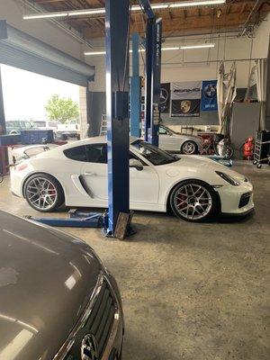 Porsche GT4 in for regular service