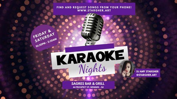 Friday & Saturday nights Karaoke with @Stargher.Art