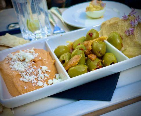 WA Frost hummus and spicy olive tray