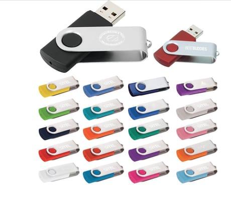 USBs available in all colors and capacity.