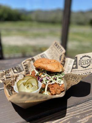 Fried Chicken Sandwich with Pickled Cukes!