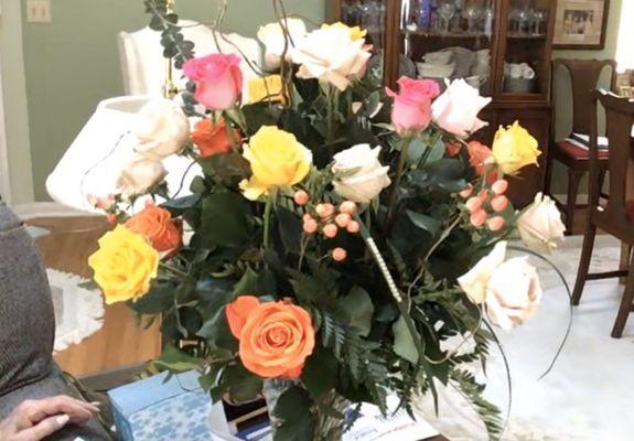 Two dozen long stem roses