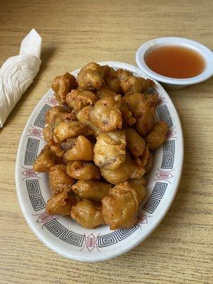 Flash fried sweet and sour pork.  Over cooked, HARD AND TOUGH.