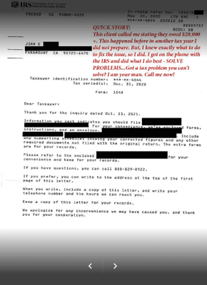 Need tax relief? We helped Joan eliminate $20K in income! Let us help you navigate the IRS maze. Call now for expert tax solutions! #taxhelp