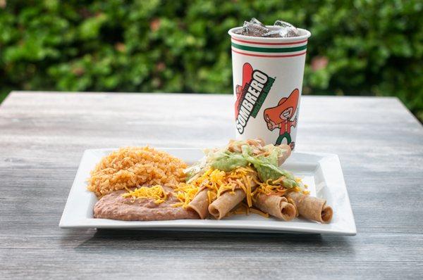 Taquitos combo with drink