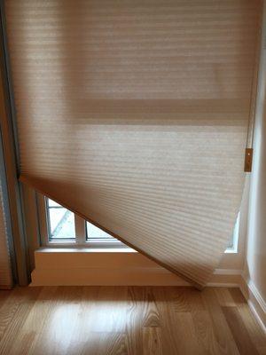 Broken cellular window shade