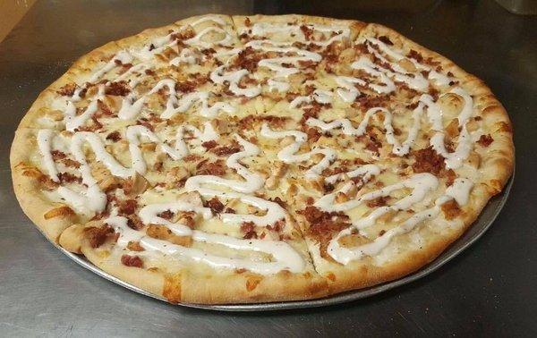 Chicken, Bacon & Ranch Pizza at Yordana's Pizza, Wrightstown, NJ