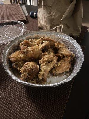 Fresh Garlic Parmigiana Chicken Wings and Fries