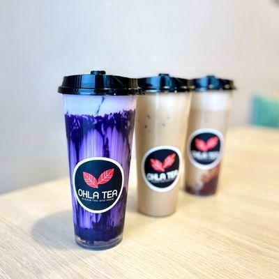 Ube Milk Tea (Rate: 2.5/5), Lavender Milk Tea (Rate: 3/5), Red Bean Milk Tea (Rate: 4/5)