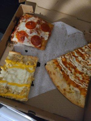 Pepperoni, buff chick, macaroni