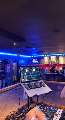 Dj booth and bar