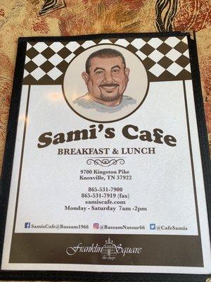 Front of menu