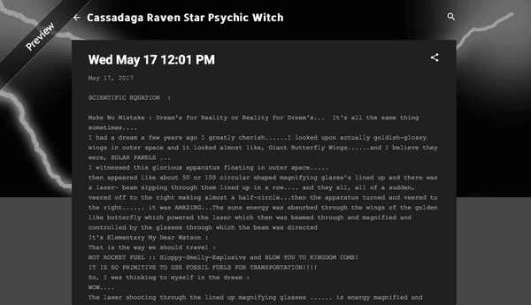 Cassadaga Raven Star Psychic Witch : Blog: Wed May 17 12:23 PM