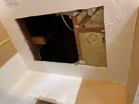 Giant hole to access attic