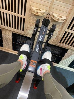 Hot thunder (15 Minute HIIT) class inside the sauna using HOTWORX patent pending Thunder Row machines