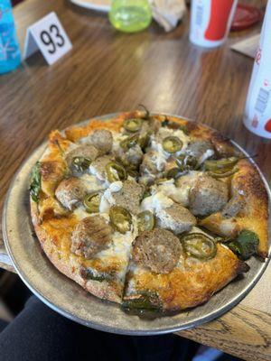 8" Custom Pizza - spicy garlic sauce, meatballs, jalapeño, spinach, ricotta