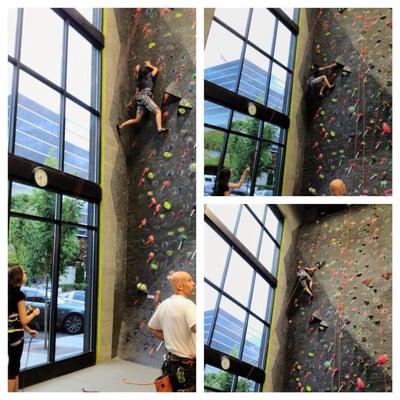 My 14 year old is using every 'wall' necessary to ascend her route.