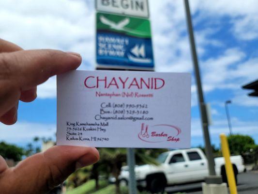 Chayanid Barber business card