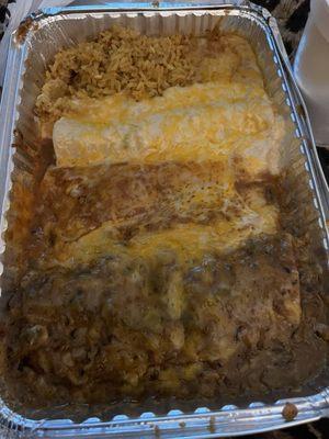 3 salty enchiladas. Too salty to eat.