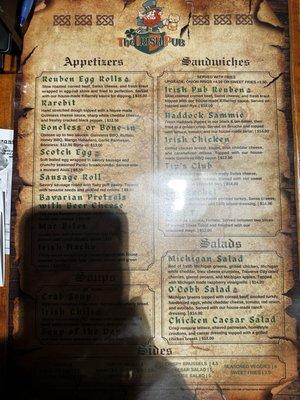 Menu, side one.