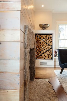 Custom Built- In storage for Fireplace wood