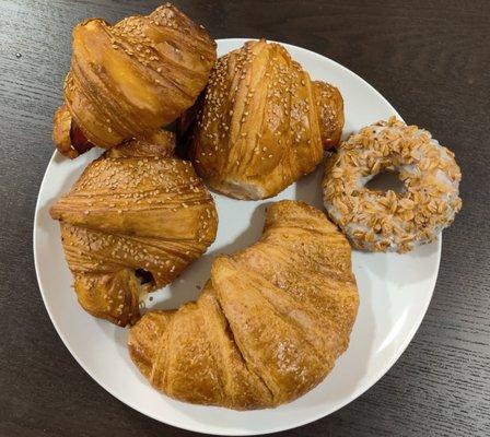 Ham and cheese croissants (3), regular croissant and donut.  Via one Too Good To Go order.