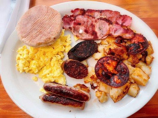 Traditional Irish Breakfast --nice try. Very so, so.