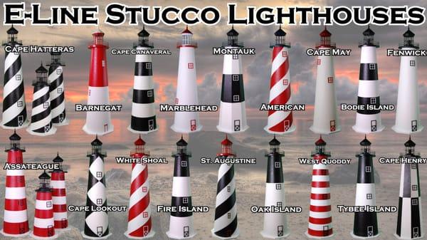 E-Line Stucco Lawn Lighthouses