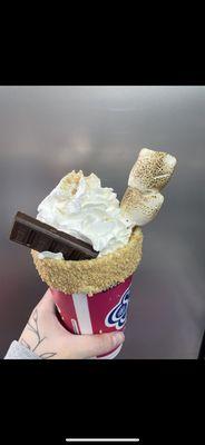 Try our delicious specialty hot chocolates in the winter/cold season now! Many flavors to choose from: this is s'mores!