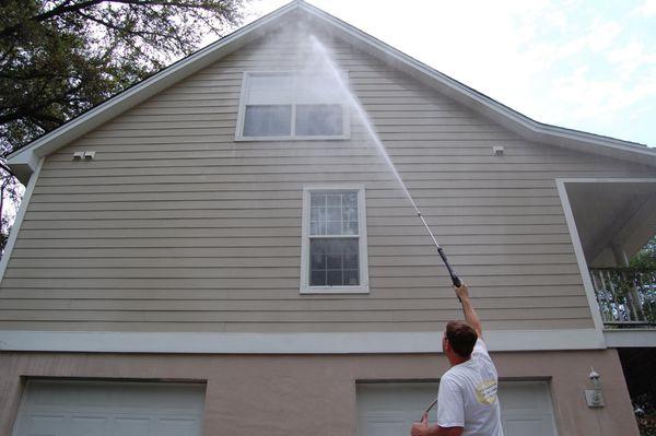 Soft washing siding.