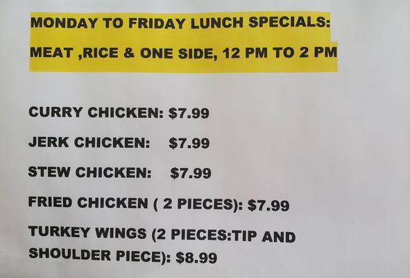 Lunch specials.