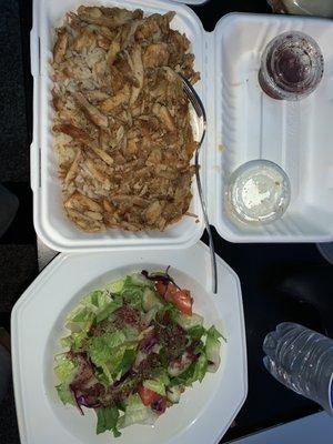 Chicken Shawarma Over Rice and Fattouch Salad