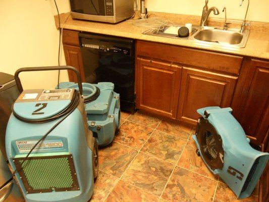 Equipment set up in a kitchen