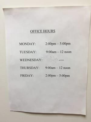 Office hours as of 2016