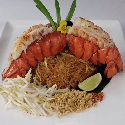 Double lobster tail (4 oz) with pad Thai noodle..( valentine's week special)