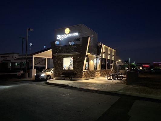 Drive thru and walk up window with beautiful patio.