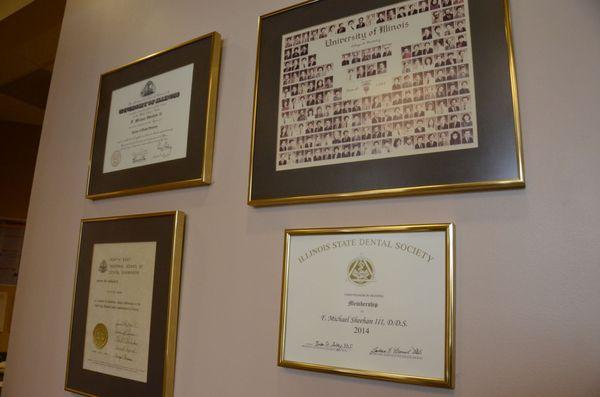 Dental Certificates, Degrees, Accolades at F. Michael Sheehan, DDS, Ltd. - Palos Park, IL Dentist