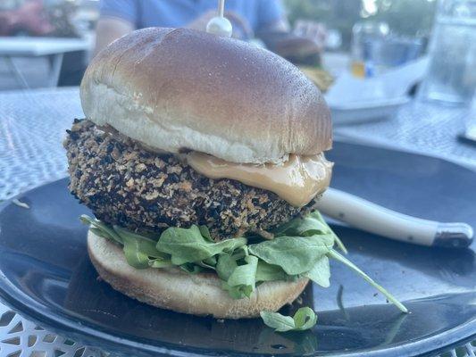 James Beard award winning Psychedelic salmon and mushroom burger - pretty tasty