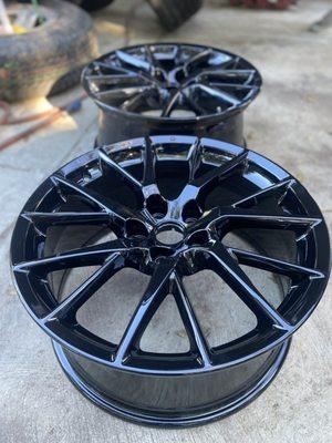 Gloss black wheel powder coat